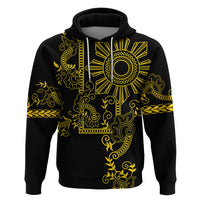 Filipino Sun Tribal Tattoo Zip Hoodie Philippines Inspired Barong Simple Gold