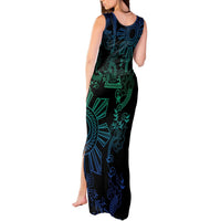 Filipino Sun Tribal Tattoo Tank Maxi Dress Philippines Inspired Barong Blue Art LT9 - Polynesian Pride