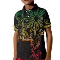 Filipino Sun Tribal Tattoo Kid Polo Shirt Philippines Inspired Barong Reggae Art