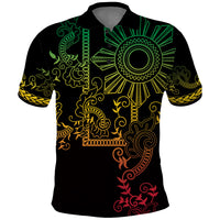 Filipino Sun Tribal Tattoo Polo Shirt Philippines Inspired Barong Reggae Art