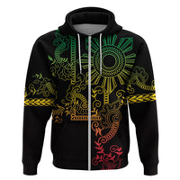 Filipino Sun Tribal Tattoo Zip Hoodie Philippines Inspired Barong Reggae Art