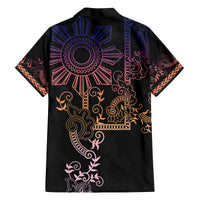 Filipino Sun Tribal Tattoo Family Matching Tank Maxi Dress and Hawaiian Shirt Philippines Inspired Barong Pink Art