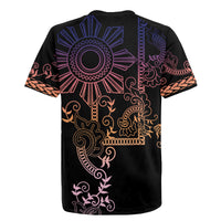 Filipino Sun Tribal Tattoo Rugby Jersey Philippines Inspired Barong Pink Art