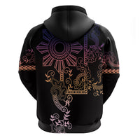 Filipino Sun Tribal Tattoo Zip Hoodie Philippines Inspired Barong Pink Art