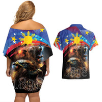 Philippines Lion and Eagle 1898 Couples Matching Off Shoulder Short Dress and Hawaiian Shirt Pilipinas Maligayang Araw ng Kalayaan LT9 - Polynesian Pride