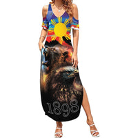 Philippines Lion and Eagle 1898 Summer Maxi Dress Pilipinas Maligayang Araw ng Kalayaan LT9 Women Black - Polynesian Pride
