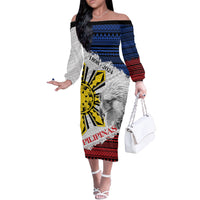 Philippines 126th Independence Day Off The Shoulder Long Sleeve Dress Pilipinas Hunyo 12 Maligayang Araw ng Kalayaan