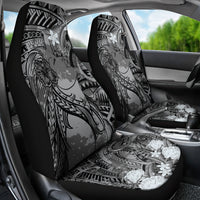 Pacific Beauty Girl Car Seat Cover Black Polyneisan Tribal Vintage Motif