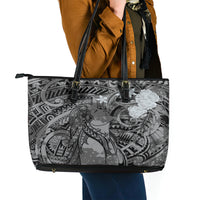 Pacific Beauty Girl Leather Tote Bag Black Polyneisan Tribal Vintage Motif LT9 - Polynesian Pride