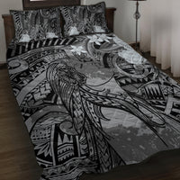 Pacific Beauty Girl Quilt Bed Set Black Polyneisan Tribal Vintage Motif LT9 Black - Polynesian Pride
