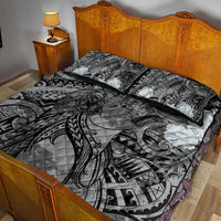 Pacific Beauty Girl Quilt Bed Set Black Polyneisan Tribal Vintage Motif LT9 - Polynesian Pride
