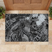 Pacific Beauty Girl Rubber Doormat Black Polyneisan Tribal Vintage Motif LT9 - Polynesian Pride