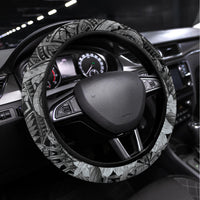 Pacific Beauty Girl Steering Wheel Cover Black Polyneisan Tribal Vintage Motif LT9 Universal Fit Black - Polynesian Pride