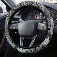 Pacific Beauty Girl Steering Wheel Cover Black Polyneisan Tribal Vintage Motif LT9 - Polynesian Pride