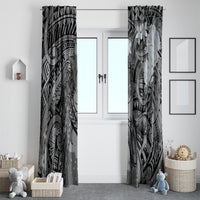 Pacific Beauty Girl Window Curtain Black Polyneisan Tribal Vintage Motif LT9 - Polynesian Pride
