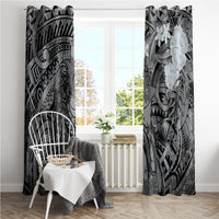 Pacific Beauty Girl Window Curtain Black Polyneisan Tribal Vintage Motif LT9 - Polynesian Pride