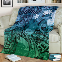 Pacific Beauty Girl Blanket Blue Polyneisan Tribal Vintage Motif LT9 - Polynesian Pride