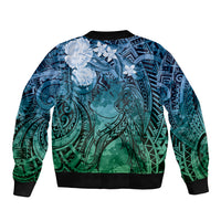 Pacific Beauty Girl Bomber Jacket Blue Polyneisan Tribal Vintage Motif LT9 - Polynesian Pride