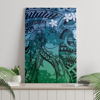 Pacific Beauty Girl Canvas Wall Art Blue Polyneisan Tribal Vintage Motif LT9 - Polynesian Pride