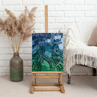 Pacific Beauty Girl Canvas Wall Art Blue Polyneisan Tribal Vintage Motif LT9 - Polynesian Pride