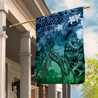 Pacific Beauty Girl Garden Flag Blue Polyneisan Tribal Vintage Motif LT9 House Flag Blue - Polynesian Pride