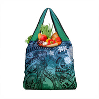 Pacific Beauty Girl Grocery Bag Blue Polyneisan Tribal Vintage Motif LT9 1-pack One Size Blue - Polynesian Pride