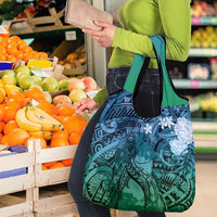 Pacific Beauty Girl Grocery Bag Blue Polyneisan Tribal Vintage Motif LT9 - Polynesian Pride