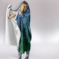 Pacific Beauty Girl Hooded Blanket Blue Polyneisan Tribal Vintage Motif LT9 - Polynesian Pride