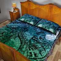 Pacific Beauty Girl Quilt Bed Set Blue Polyneisan Tribal Vintage Motif LT9 - Polynesian Pride