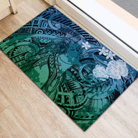Pacific Beauty Girl Rubber Doormat Blue Polyneisan Tribal Vintage Motif LT9 - Polynesian Pride
