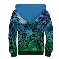 Pacific Beauty Girl Sherpa Hoodie Blue Polyneisan Tribal Vintage Motif LT9 - Polynesian Pride