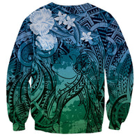 Pacific Beauty Girl Sweatshirt Blue Polyneisan Tribal Vintage Motif LT9 - Polynesian Pride