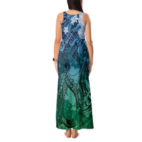Pacific Beauty Girl Tank Maxi Dress Blue Polyneisan Tribal Vintage Motif LT9 - Polynesian Pride