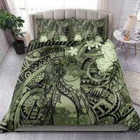 Pacific Beauty Girl Bedding Set Green Polyneisan Tribal Vintage Motif LT9 - Polynesian Pride
