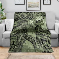 Pacific Beauty Girl Blanket Green Polyneisan Tribal Vintage Motif LT9 - Polynesian Pride