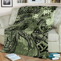 Pacific Beauty Girl Blanket Green Polyneisan Tribal Vintage Motif LT9 - Polynesian Pride