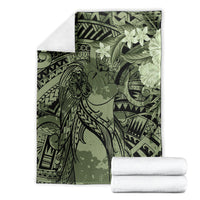 Pacific Beauty Girl Blanket Green Polyneisan Tribal Vintage Motif LT9 - Polynesian Pride