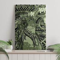 Pacific Beauty Girl Canvas Wall Art Green Polyneisan Tribal Vintage Motif LT9 - Polynesian Pride