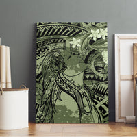 Pacific Beauty Girl Canvas Wall Art Green Polyneisan Tribal Vintage Motif LT9 - Polynesian Pride