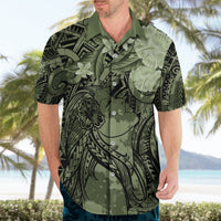 Pacific Beauty Girl Hawaiian Shirt Green Polyneisan Tribal Vintage Motif LT9 - Polynesian Pride