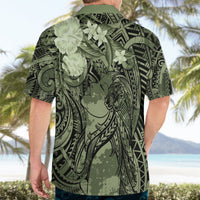 Pacific Beauty Girl Hawaiian Shirt Green Polyneisan Tribal Vintage Motif LT9 - Polynesian Pride