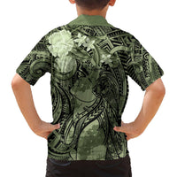 Pacific Beauty Girl Hawaiian Shirt Green Polyneisan Tribal Vintage Motif LT9 - Polynesian Pride