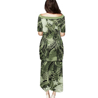 Pacific Beauty Girl Puletasi Green Polyneisan Tribal Vintage Motif LT9 - Polynesian Pride
