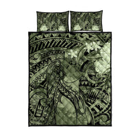 Pacific Beauty Girl Quilt Bed Set Green Polyneisan Tribal Vintage Motif LT9 - Polynesian Pride