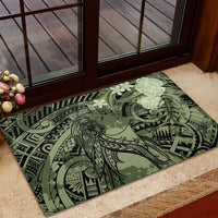 Pacific Beauty Girl Rubber Doormat Green Polyneisan Tribal Vintage Motif LT9 - Polynesian Pride