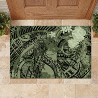 Pacific Beauty Girl Rubber Doormat Green Polyneisan Tribal Vintage Motif LT9 - Polynesian Pride