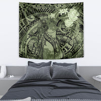 Pacific Beauty Girl Tapestry Green Polyneisan Tribal Vintage Motif LT9 - Polynesian Pride