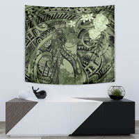 Pacific Beauty Girl Tapestry Green Polyneisan Tribal Vintage Motif LT9 - Polynesian Pride