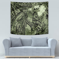 Pacific Beauty Girl Tapestry Green Polyneisan Tribal Vintage Motif LT9 - Polynesian Pride