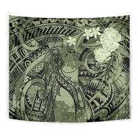 Pacific Beauty Girl Tapestry Green Polyneisan Tribal Vintage Motif LT9 - Polynesian Pride